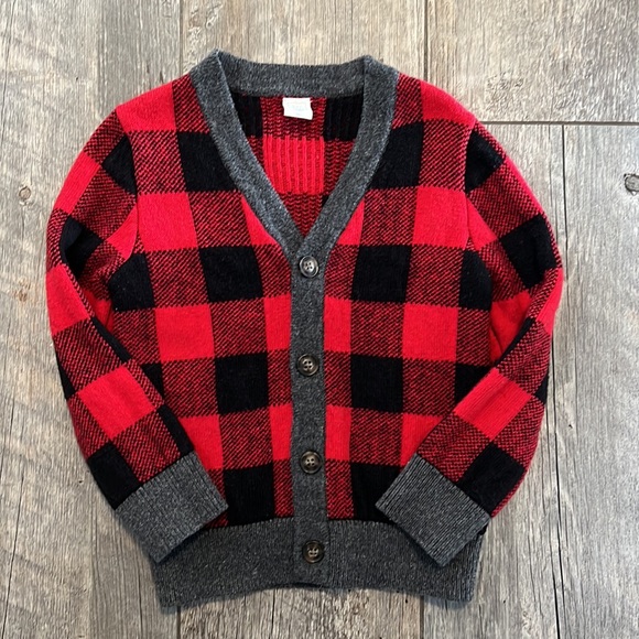 Gap Toddler Boy Buffalo Check Button Down Sweater - Picture 2 of 3